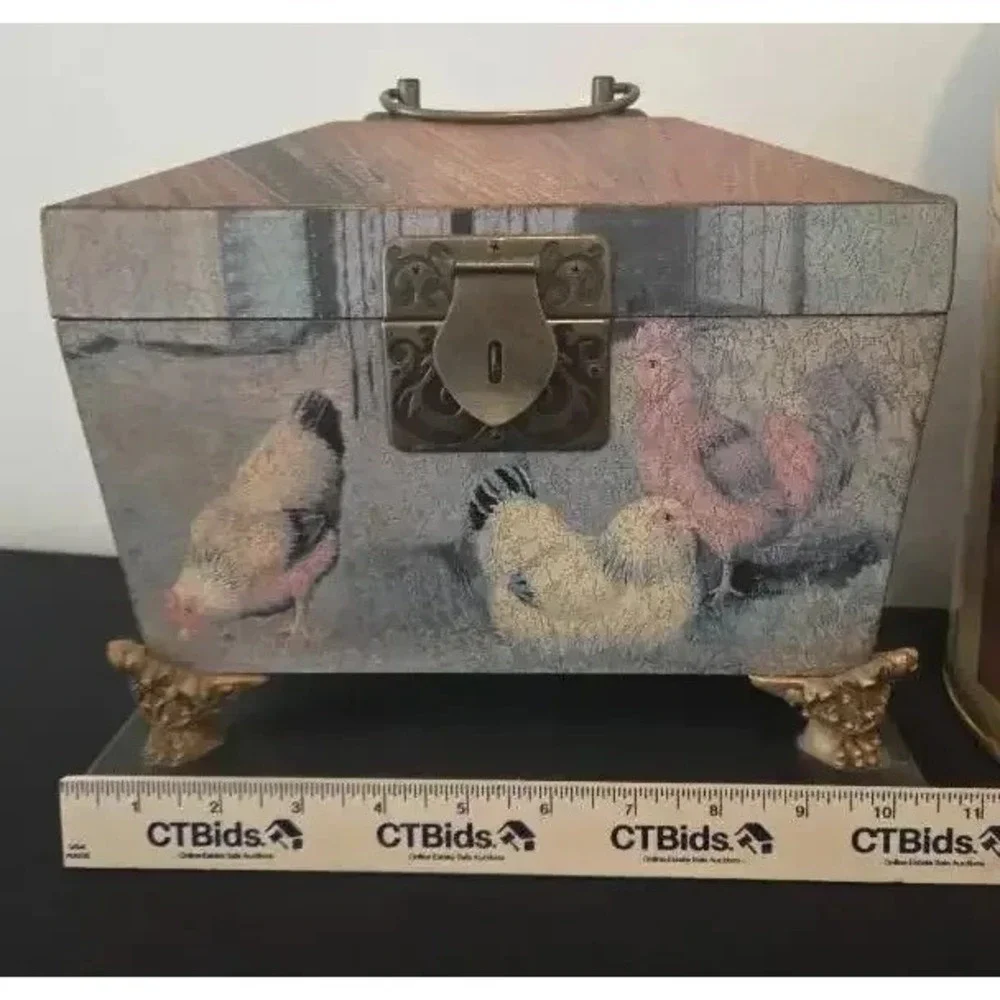 Rooster Décor Wooden Box on Stand